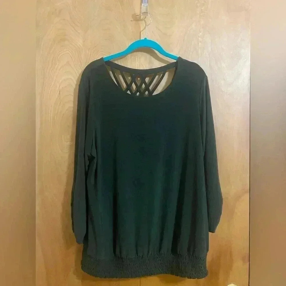 Apt 9 Long Sleeve Ruffled Green Size XL EUC